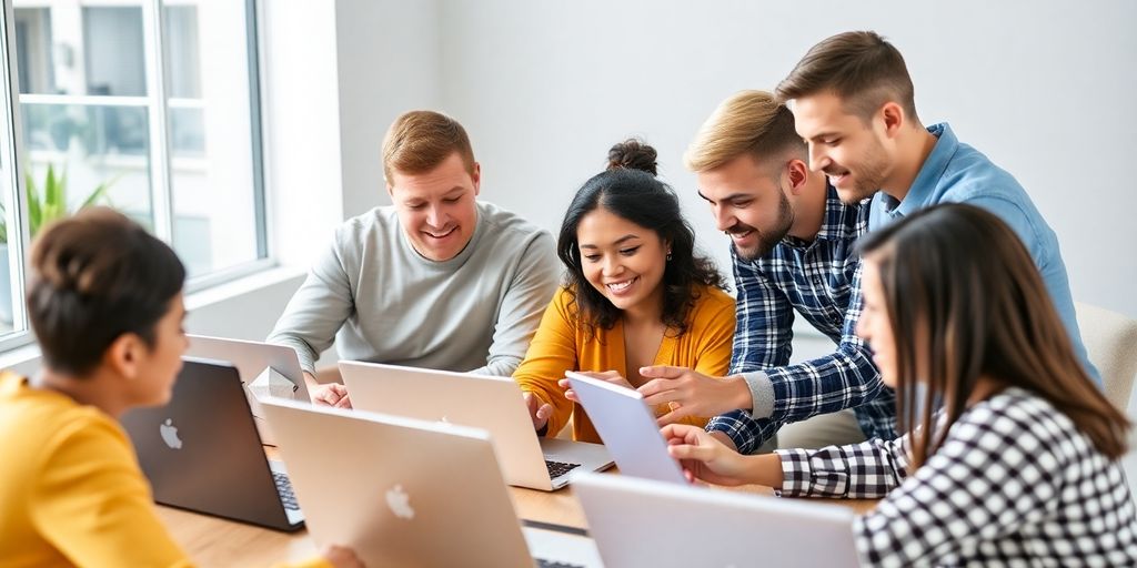 Group of people collaborating on affiliate marketing strategies.